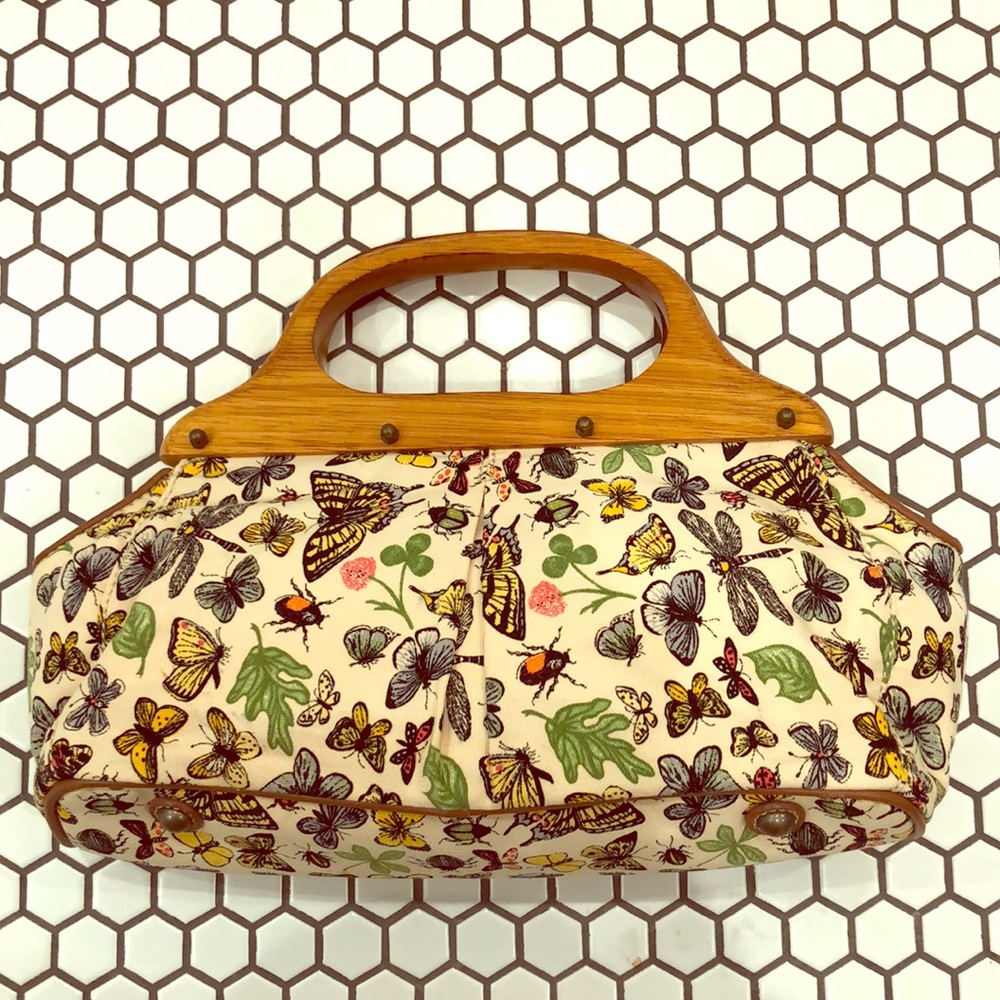 Jcrew butterfly wooden handle bag clutch